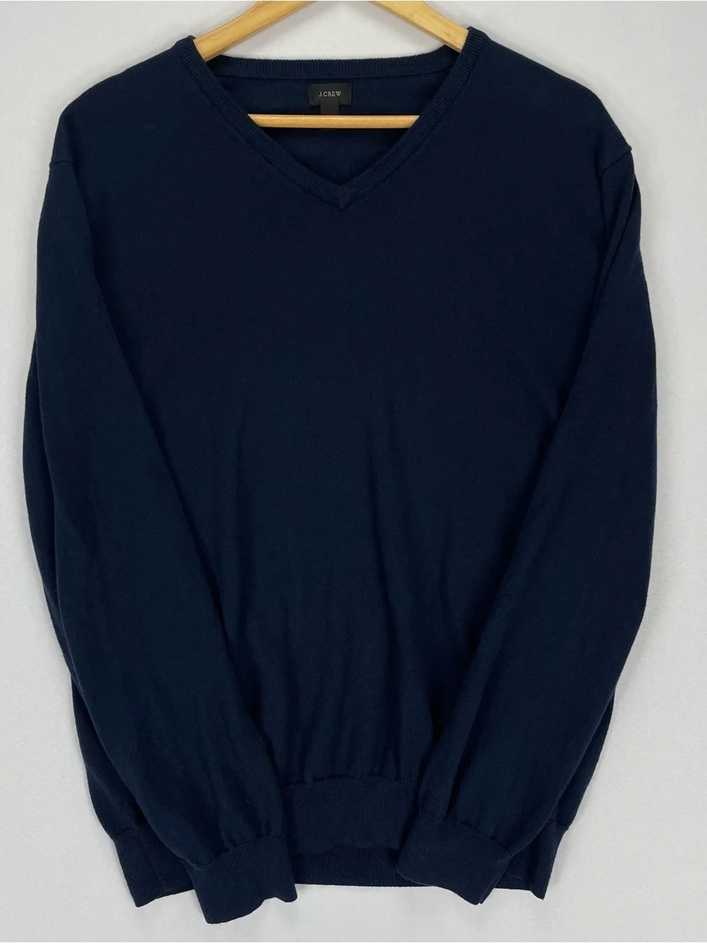 J.CREW Cotton Cashmere Blend Sweater Men’s XXL Navy Blue Knit V-Neck Pullover